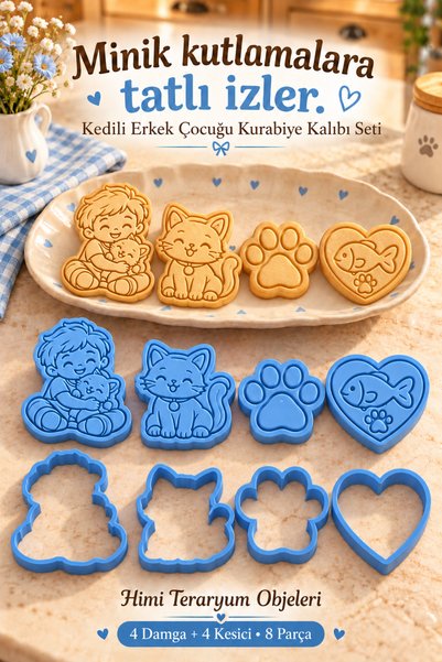 himi teraryum objeleri Cat Boy Cookie Cutter Set 8 Pieces – Blue 4 Cutters + ...