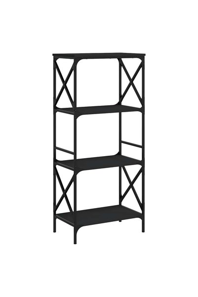 vidaxl Bibliotecă cu 4 niveluri, negru, 59x35x132 cm, lemn prelucrat