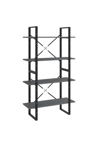 vidaxl Bibliotecă cu 4 rafturi, gri, 80x30x140 cm, lemn masiv de pin