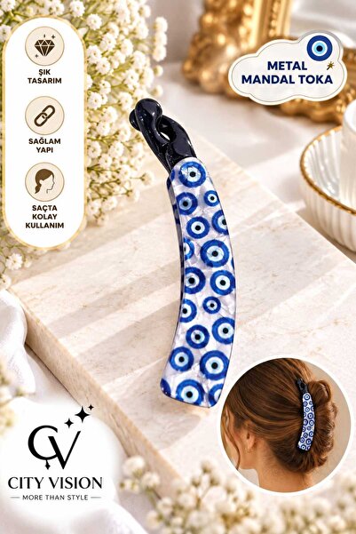 cityvision Nazar Tasarım Acetate Coated Banana Hair Clip Large Size - Stylish...