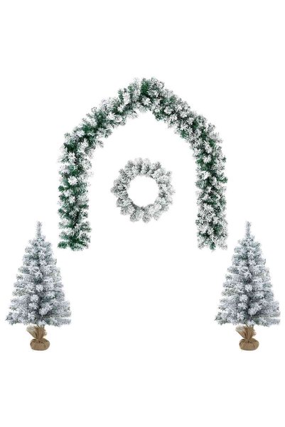 vidaxl Set mini brad de Crăciun 90 cm PVC Verde și alb