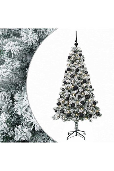 vidaxl Brad de Crăciun artificial cu globuri 120 cm 150 LED-uri