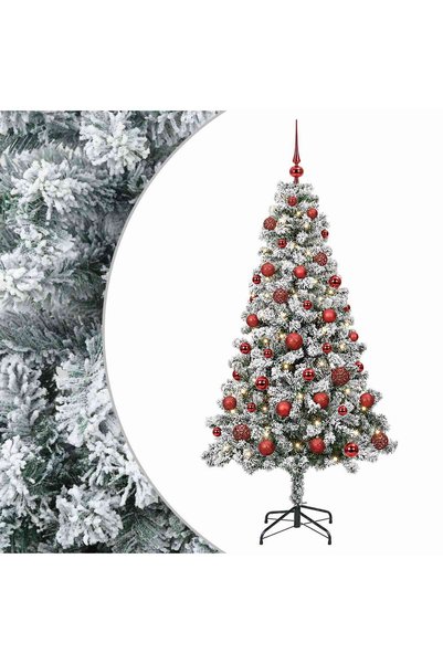 vidaxl Brad de Crăciun artificial cu globuri 120 cm 150 LED-uri