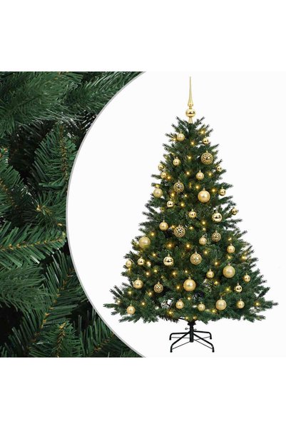 vidaxl Brad de Crăciun artificial cu glob 120 cm 150 LED-uri Alb cald