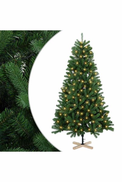 vidaxl Brad de Crăciun artificial 120 cm 150 LED-uri Alb cald PVC