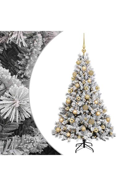 vidaxl Brad de Crăciun artificial cu globuri 120 cm 150 LED-uri