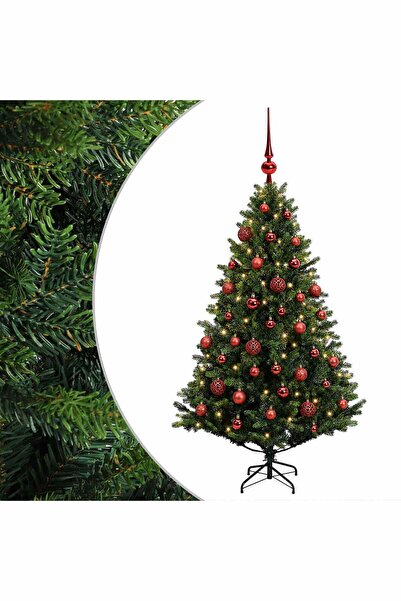 vidaxl Brad de Crăciun artificial cu globuri 120 cm 150 LED-uri