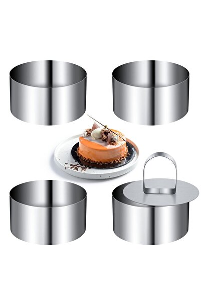 Noonedibs 4 piese Mini tort inel matrițe oțel inoxidabil rotund mousse inel s...