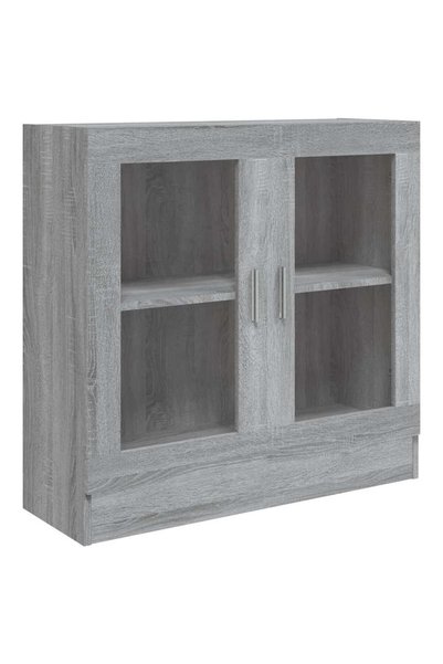 vidaxl Dulap cu vitrină, gri sonoma, 82,5x30,5x80 cm, lemn prelucrat