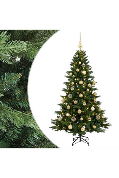 vidaxl Brad de Crăciun artificial cu glob 120 cm 150 LED-uri Alb cald