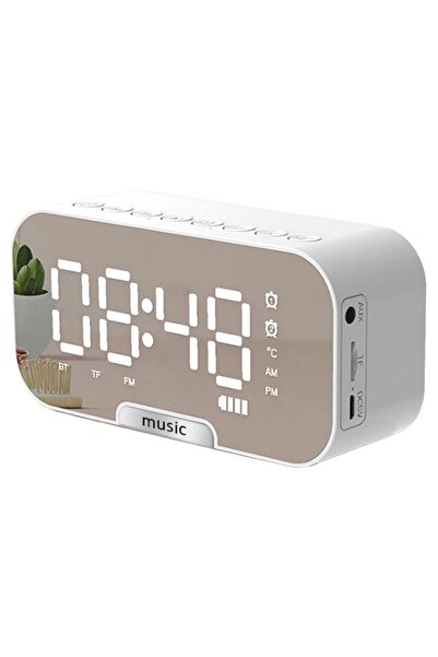Noonedibs Difuzor Bluetooth wireless, ceas cu oglindă, mini ceas deșteptător,...
