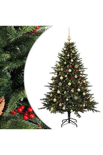 vidaxl Brad de Crăciun artificial cu glob 120 cm 150 LED-uri Alb cald