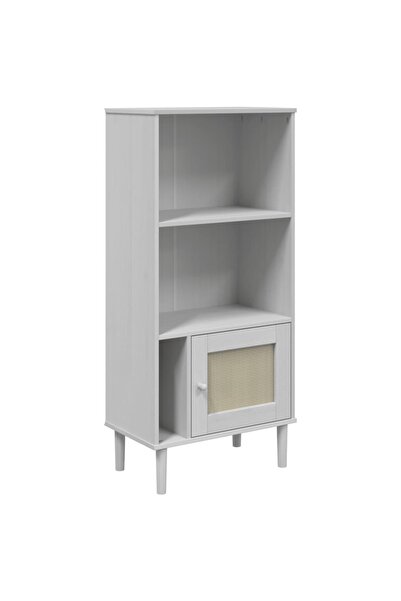 vidaxl Bibliotecă SENJA aspect ratan alb 60x35x130 cm lemn masiv pin