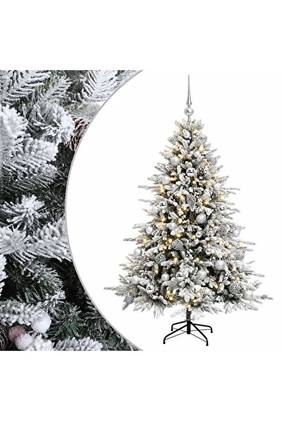 vidaxl Brad de Crăciun artificial cu glob 120 cm 150 LED-uri Alb cald