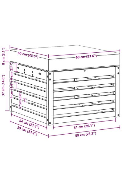 vidaxl Taburet pentru exterior Lemn Solid de Acacia Alb
