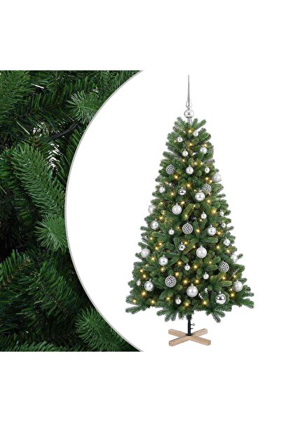 vidaxl Brad de Crăciun artificial cu glob 120 cm 150 LED-uri Alb cald