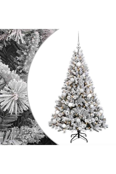vidaxl Brad de Crăciun artificial cu globuri 120 cm 150 LED-uri