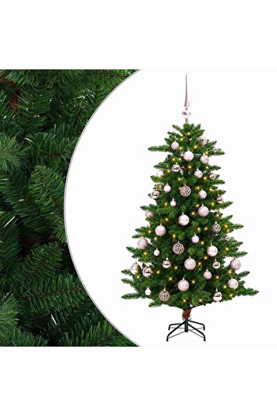vidaxl Brad de Crăciun artificial cu globuri 120 cm 150 LED-uri
