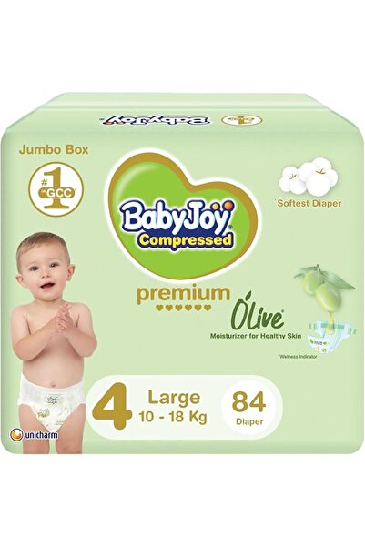 BabyJoy Olive Tape Diaper, Size 4, Large, 10-18 Kg, Jumbo Box, 84 Diapers
