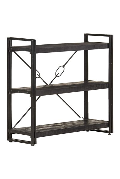 vidaxl Bibliotecă cu 3 rafturi, negru, 90x30x80 cm, lemn masiv mango