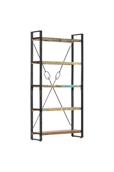 vidaxl Bibliotecă cu 5 rafturi, 90 x 30 x 180 cm, lemn masiv reciclat
