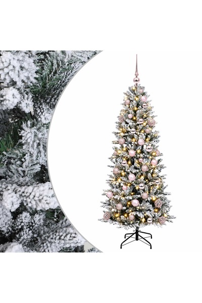 vidaxl Brad de Crăciun artificial cu glob 120 cm 150 LED-uri Alb cald