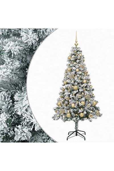 vidaxl Brad de Crăciun artificial cu globuri 120 cm 150 LED-uri
