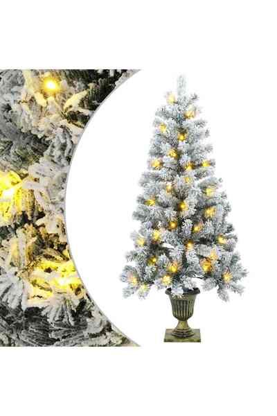 vidaxl Mini brad de Crăciun nins 120 cm 100 LED-uri Alb cald PVC