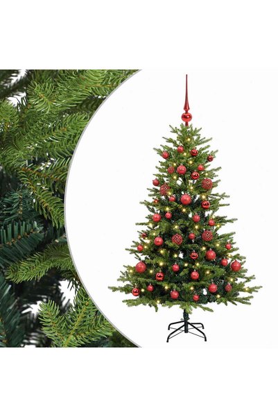 vidaxl Brad de Crăciun artificial cu globuri 120 cm 150 LED-uri