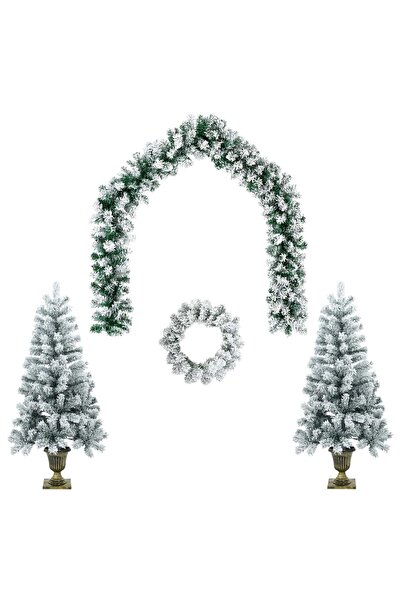 vidaxl Set mini brad de Crăciun 120 cm PVC Verde și alb