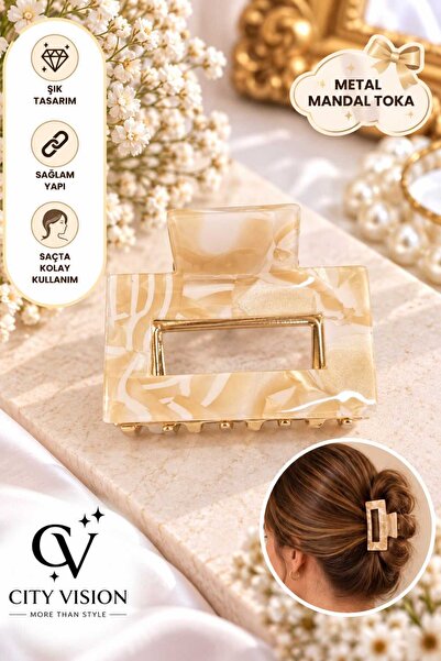 cityvision Square Model Acetate Coated Beige Color Metal Hair Clip - Stylish ...