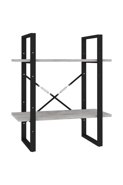 vidaxl Bibliotecă cu 2 rafturi, gri beton, 60x30x70 cm, PAL
