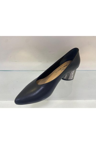 MARCO ROCCO Genuine Leather Pointed Toe Metal Thick Heeled Stylish Stiletto Women's Shoes