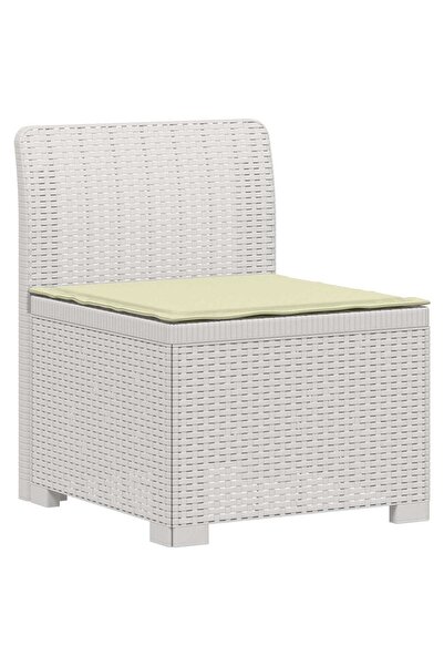 vidaxl Canapea de Grădină cu 1 Loc cu Pernă Aspect Rattan PP Alb
