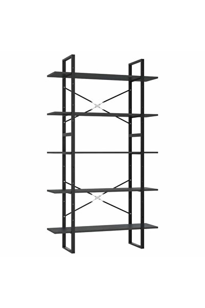 vidaxl Bibliotecă cu 5 rafturi, gri, 100x30x175 cm, lemn prelucrat