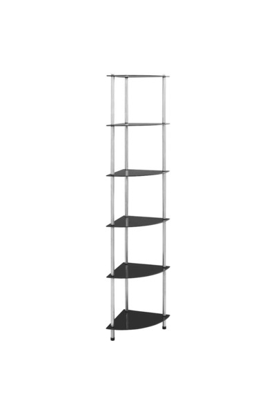 vidaxl Raft cu 6 niveluri, negru, 30 x 30 x 160 cm, sticlă securizată