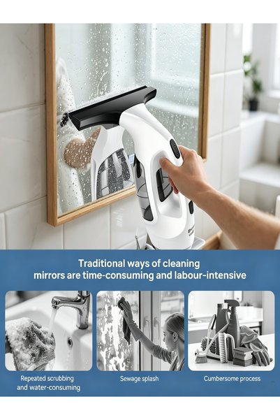 Baytvibes Cordless Window Vacuum Cleaner with 11 Inch Silicone Squeegee Blade Spray Bottle Microfiber Cloth Rechargeable Electric Window Cleaner for Windows Mirrors Tiles Countertops and Car Glass