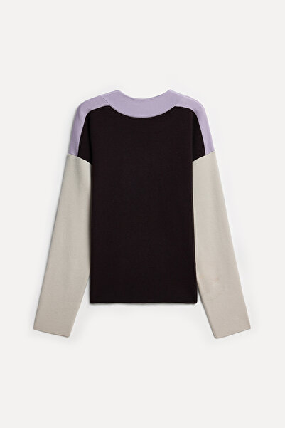Mudo Women's Brown Blocky High Neck Sweater