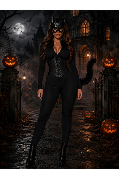 sopinksovamp Halloween Kedi Kız Kostümü Cadılar Bayramı