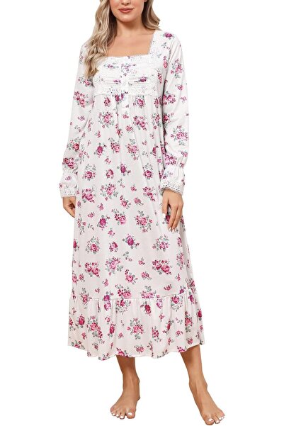 RUBEHOOW womens Women's Victorian Long Nightgown With Pockets Nightgown (pack...