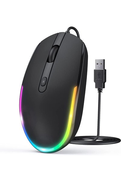Seenda فأرة سلكية - فأرة كمبيوتر USB سلكية مع إضاءة خلفية RGB وفأرة بصرية LED...
