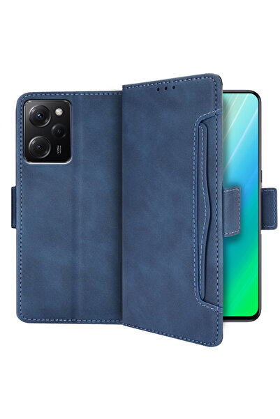 XGSM Husă tip carte pentru Xiaomi Poco X5 Pro 5G, cu slot pentru card, albastră