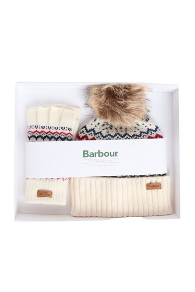 Barbour Holly Bere ve Eldiven Hediye Seti WH53 Antique White