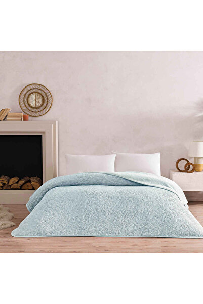 Taç Doressa Embossed Double Blanket Blue