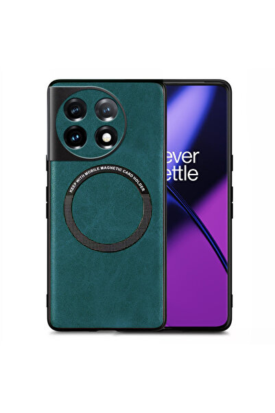 XGSM Husă hibridă din piele MagSafe pentru OnePlus 11 5G, Verde
