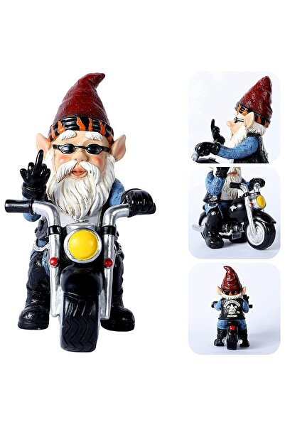 Generic Brand Motocicletă gnom de grădină, statuie