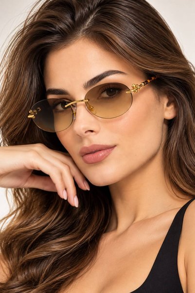 Nilu Moda Premium Gold Detaylı Çerçevesiz UV400 Kadın Güneş Gözlüğü | Modern ...