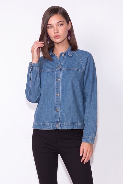 cemo Kadın Reglan Kol Klasik Denim Ceket