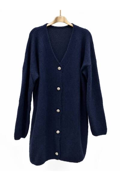 jooq Soft Textured Long Cardigan with Stone Buttons