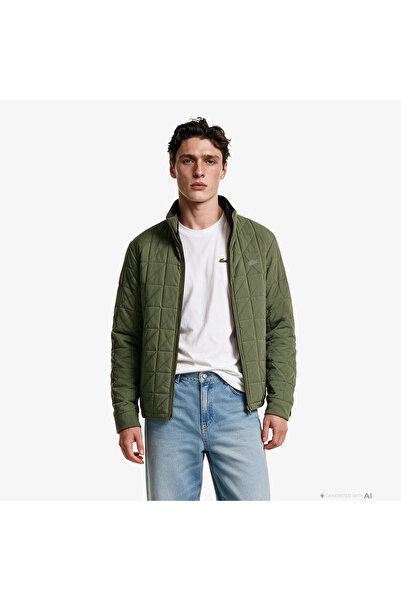 Lacoste Erkek Regular Fit Dik Yaka Çift Taraflı Koyu Kahverengi Mont